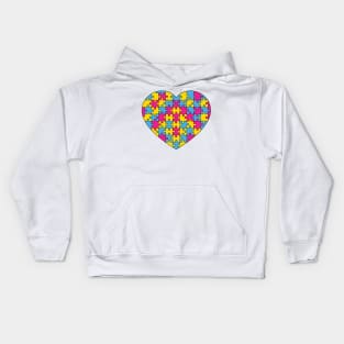 Puzzle Heart - Pansexual Pride Colors Kids Hoodie